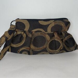 Maruca Tapestry Wristlet Clutch Brown Geometric Handmade Boulder CO